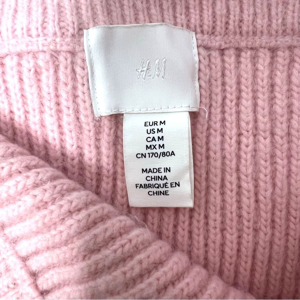 Y2K H&M women’s Pink Ribbed Knit Midi Skirt Sz M whimsical goth coquette soft - Picture 3 of 6